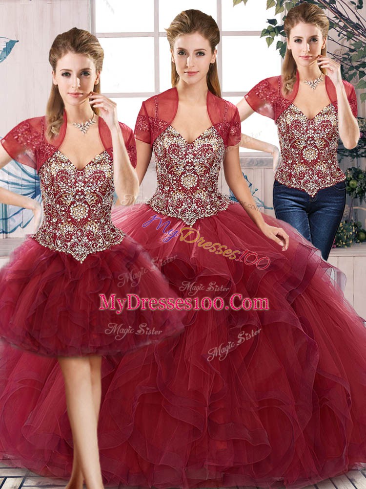 Sleeveless Lace Up Floor Length Beading and Ruffles Vestidos de Quinceanera
