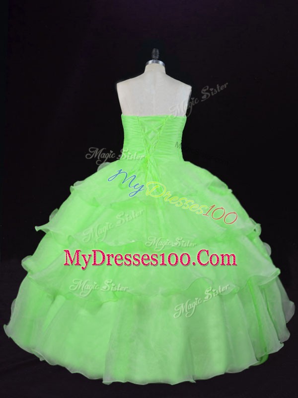 Sleeveless Lace Up Floor Length Beading and Ruffles Sweet 16 Dresses