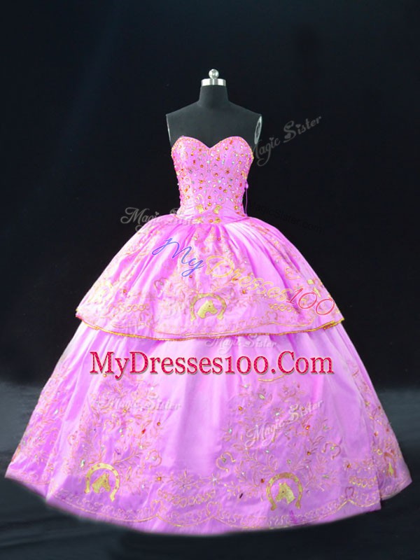 Best Lilac Sweet 16 Dress Sweet 16 and Quinceanera with Embroidery Sweetheart Sleeveless Lace Up