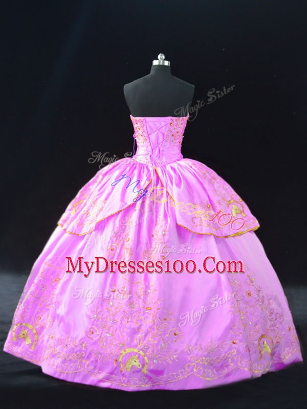 Best Lilac Sweet 16 Dress Sweet 16 and Quinceanera with Embroidery Sweetheart Sleeveless Lace Up