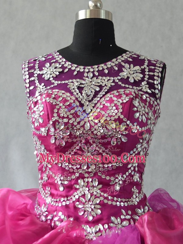 Sleeveless Beading and Ruffles Lace Up Quinceanera Dress