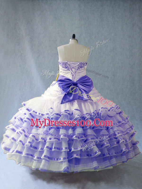 Floor Length Ball Gowns Sleeveless Lavender Quinceanera Dress Lace Up