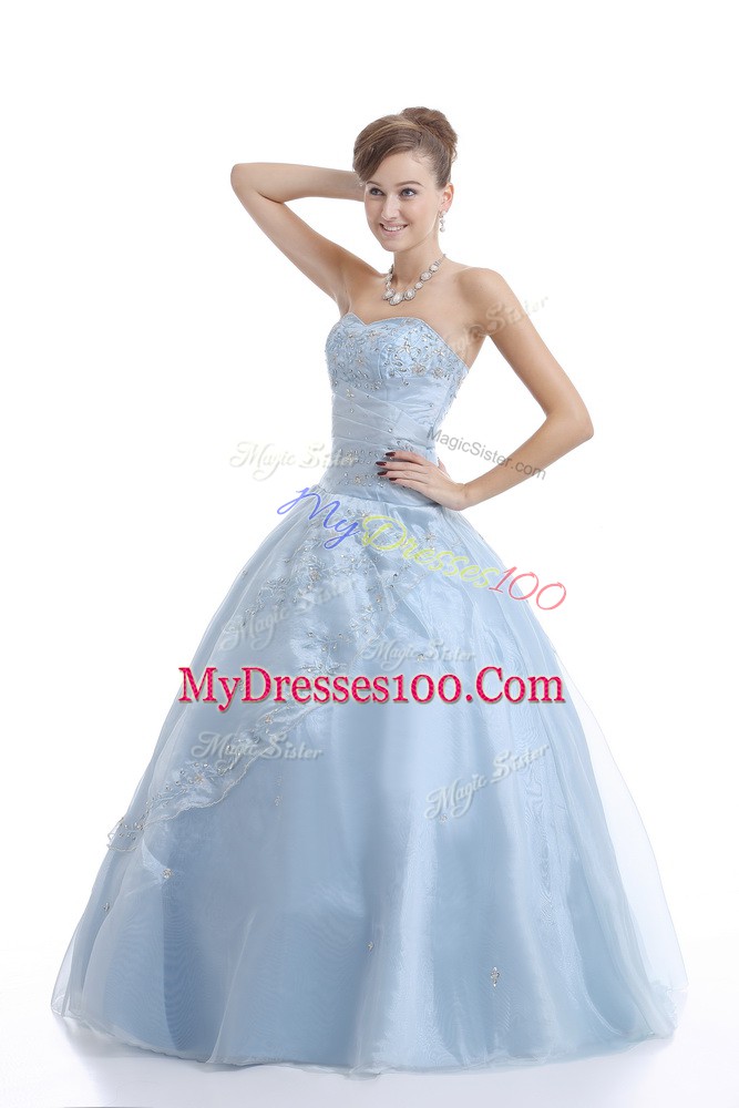 Captivating Sweetheart Sleeveless Organza Sweet 16 Dresses Embroidery Lace Up