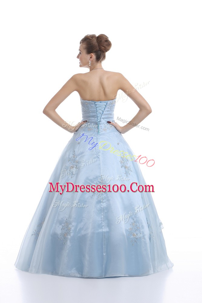 Captivating Sweetheart Sleeveless Organza Sweet 16 Dresses Embroidery Lace Up
