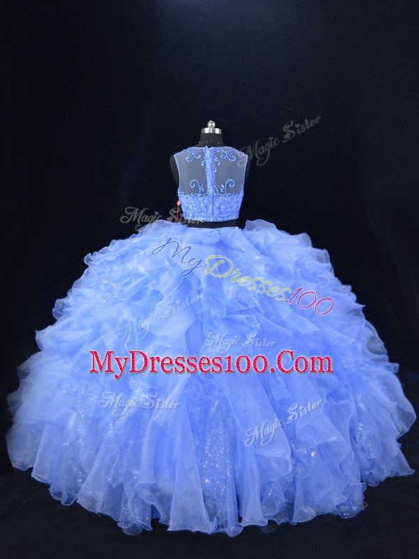 Sleeveless Zipper Floor Length Beading and Ruffles Sweet 16 Dress