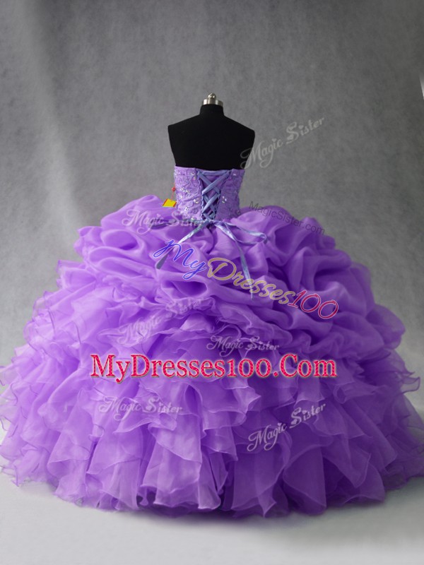 Most Popular Floor Length Ball Gowns Sleeveless Lavender Ball Gown Prom Dress Lace Up