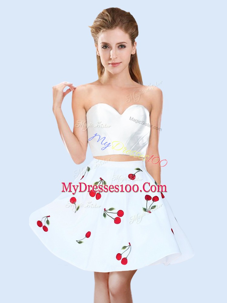 Exceptional Mini Length White Wedding Guest Dresses Sweetheart Sleeveless Lace Up