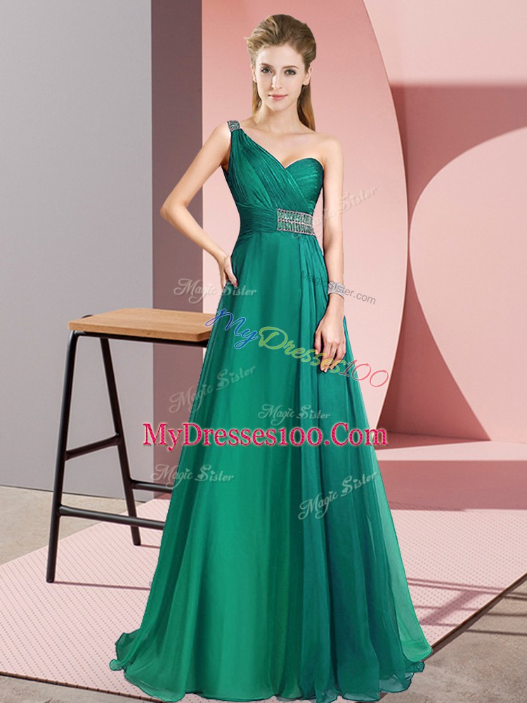 Shining Empire Sleeveless Turquoise Evening Dress Brush Train Criss Cross