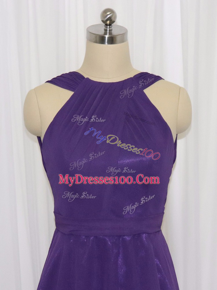 Chiffon Sleeveless Knee Length Prom Dresses and Ruching