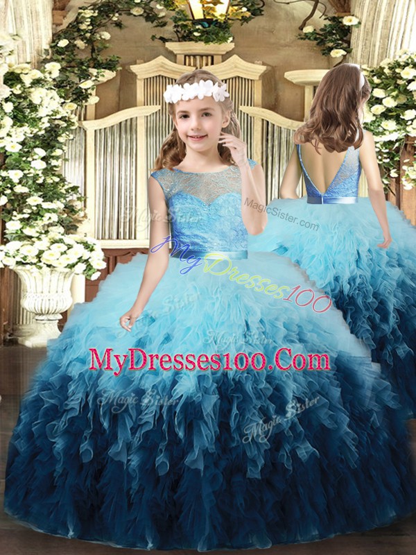Multi-color Sleeveless Tulle Backless Sweet 16 Quinceanera Dress for Sweet 16 and Quinceanera