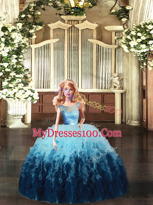 Multi-color Sleeveless Tulle Backless Sweet 16 Quinceanera Dress for Sweet 16 and Quinceanera