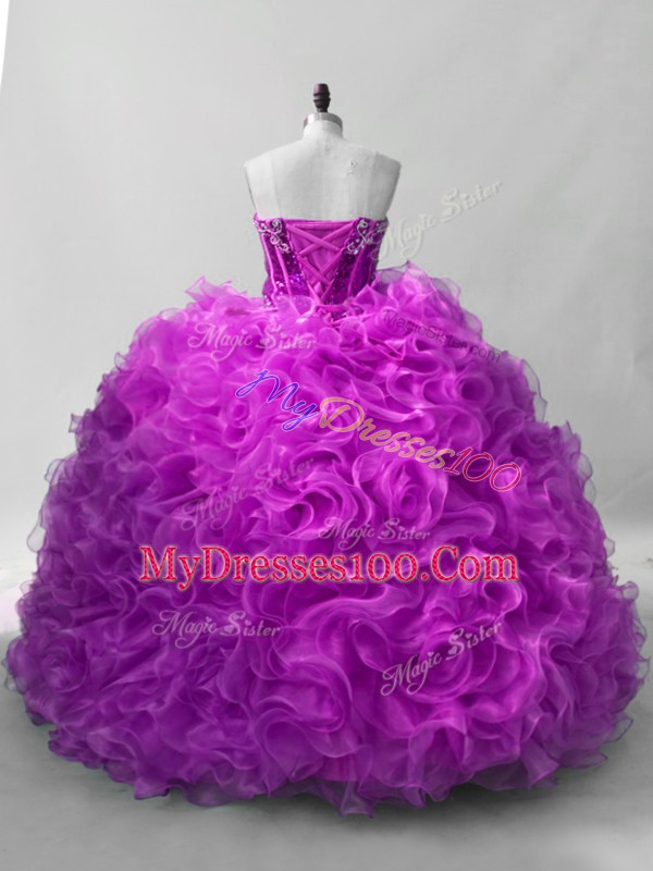 New Arrival Sequins Quince Ball Gowns Purple Lace Up Sleeveless Floor Length