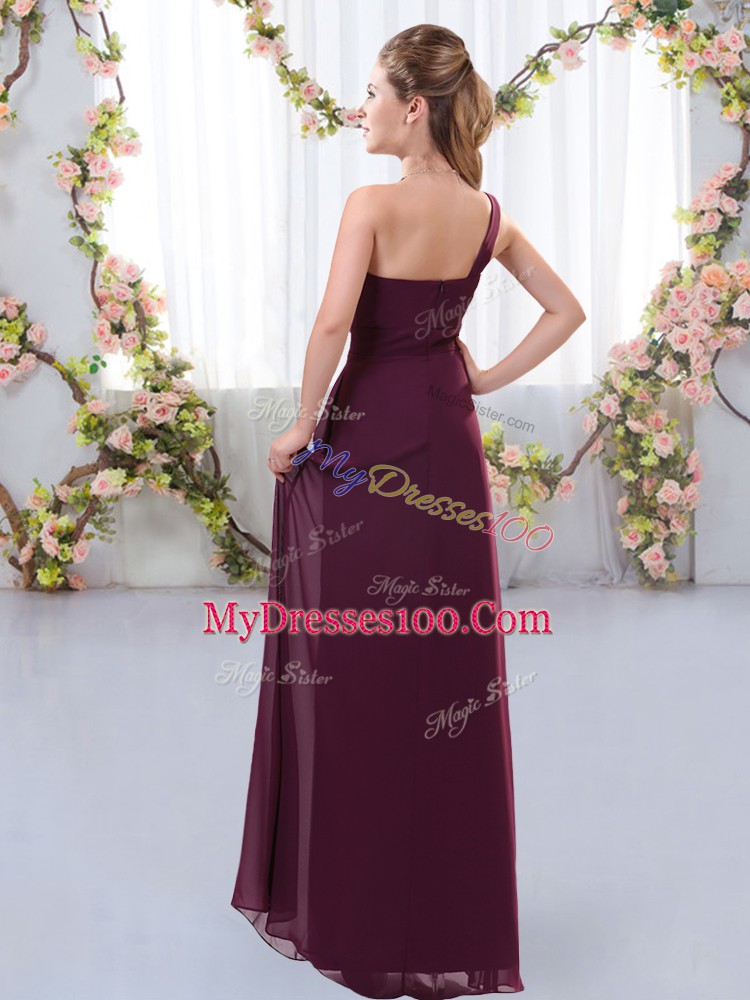 Floor Length Brown Damas Dress Chiffon Sleeveless Ruching