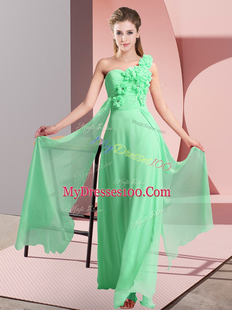 Elegant Floor Length Empire Sleeveless Green Bridesmaid Dress Lace Up