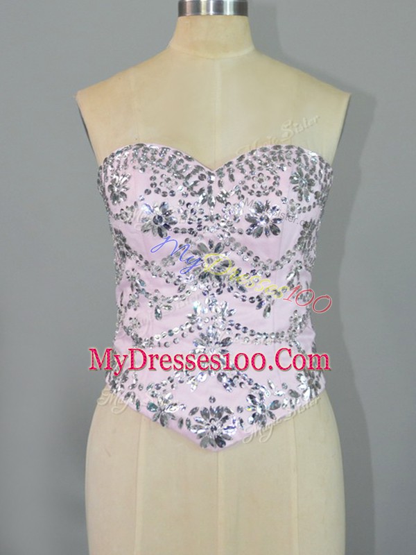Sexy Baby Pink Sweetheart Neckline Beading Quinceanera Gowns Sleeveless Lace Up