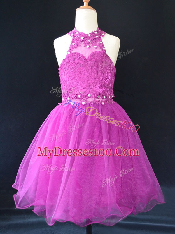 Sleeveless Beading and Lace Lace Up Little Girls Pageant Gowns