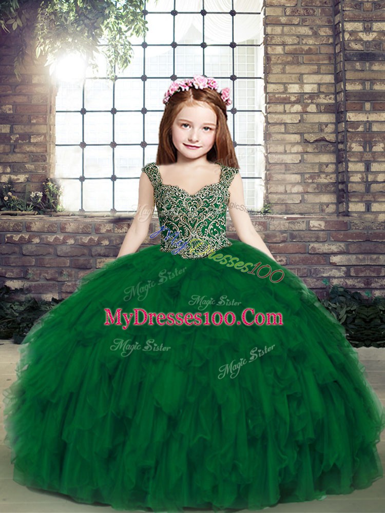 Fashionable Sleeveless Beading and Ruffles Lace Up Child Pageant Dress