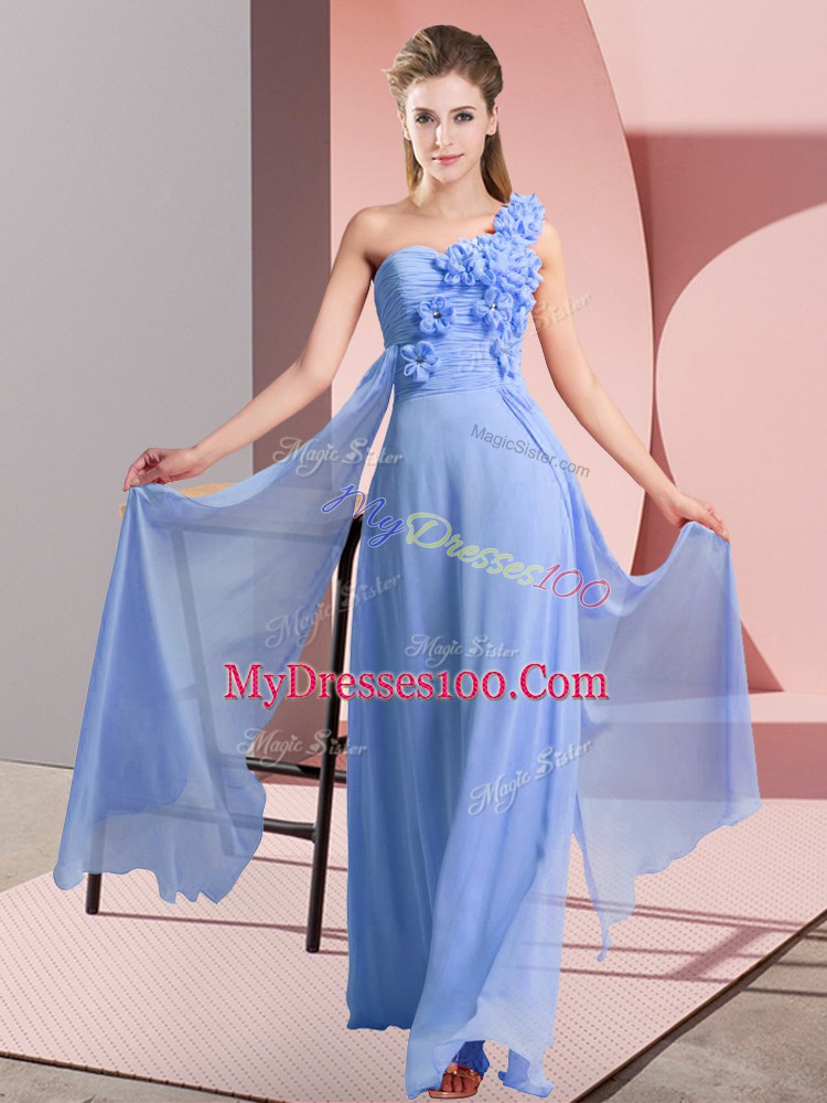 Free and Easy Sleeveless Lace Up Floor Length Hand Made Flower Bridesmaid Dress