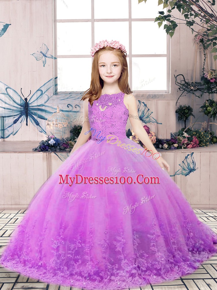 Best Floor Length Ball Gowns Sleeveless Lilac Pageant Dress Wholesale Backless