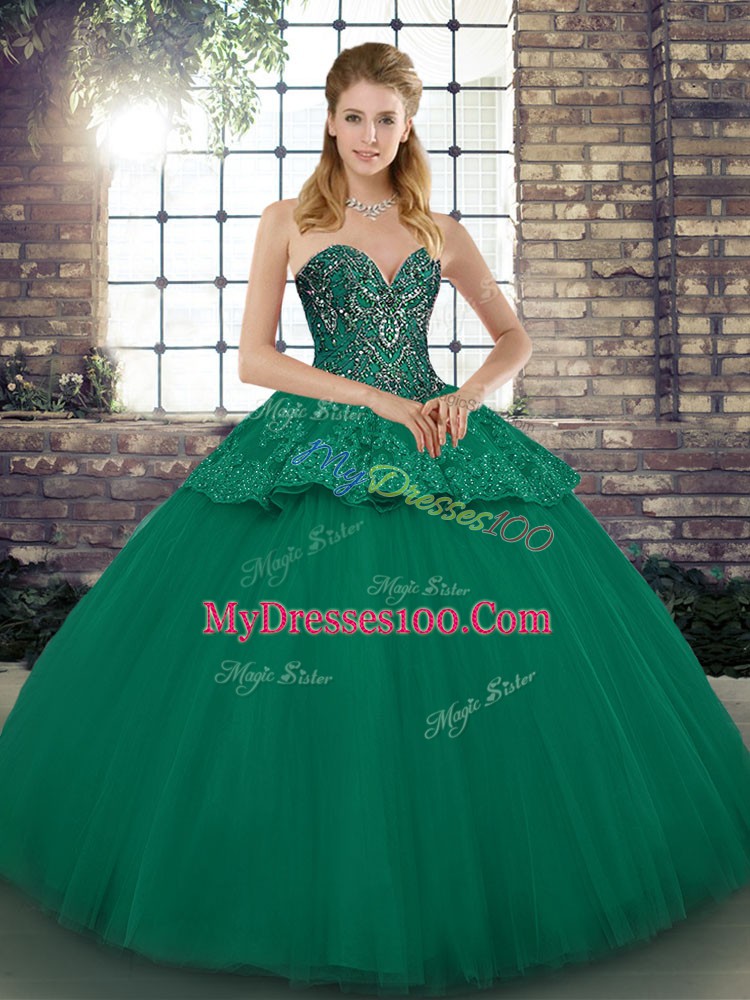 New Arrival Sweetheart Sleeveless Tulle Vestidos de Quinceanera Beading and Appliques Lace Up