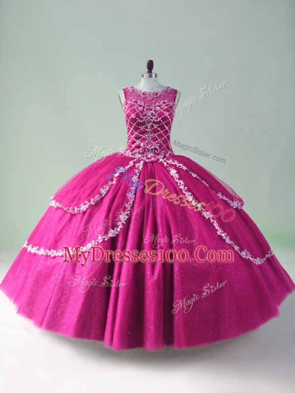 Exquisite Sleeveless Beading and Appliques Zipper 15th Birthday Dress