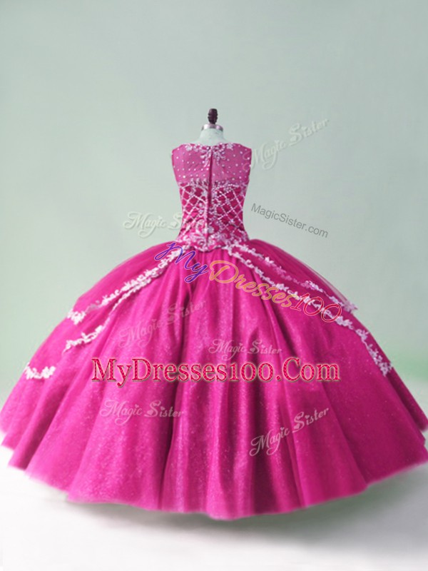Exquisite Sleeveless Beading and Appliques Zipper 15th Birthday Dress