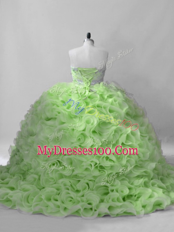 Sumptuous Sleeveless Beading Lace Up Ball Gown Prom Dress