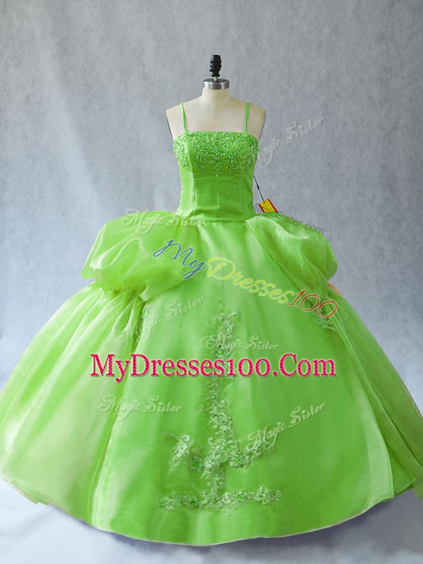 Sleeveless Floor Length Appliques Lace Up Quinceanera Gowns