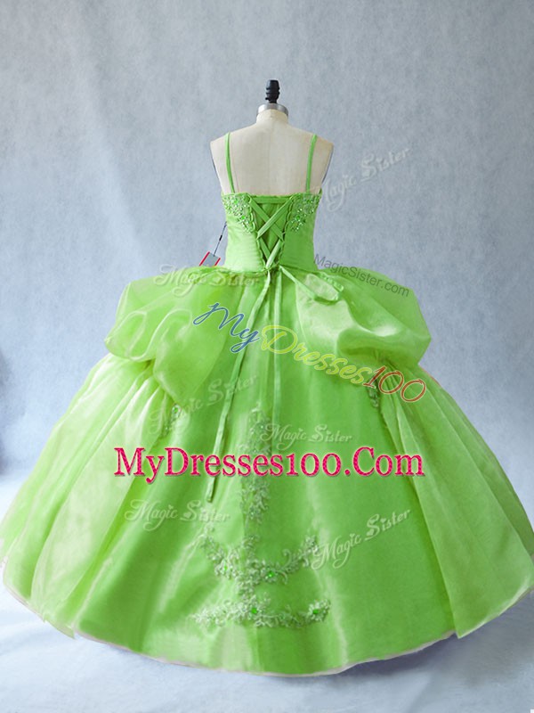 Sleeveless Floor Length Appliques Lace Up Quinceanera Gowns
