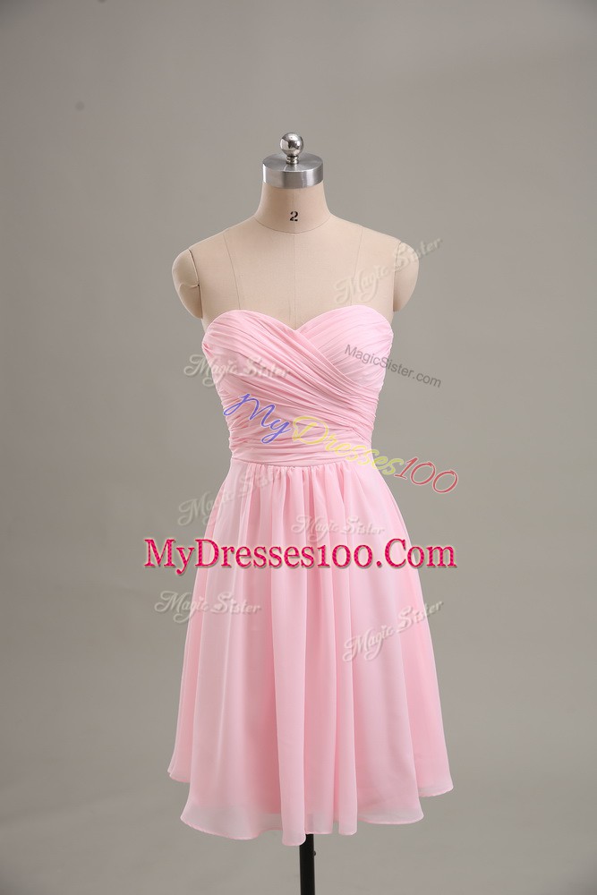 Best Selling Chiffon Sleeveless Knee Length Evening Dress and Ruching