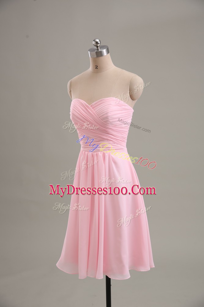 Best Selling Chiffon Sleeveless Knee Length Evening Dress and Ruching