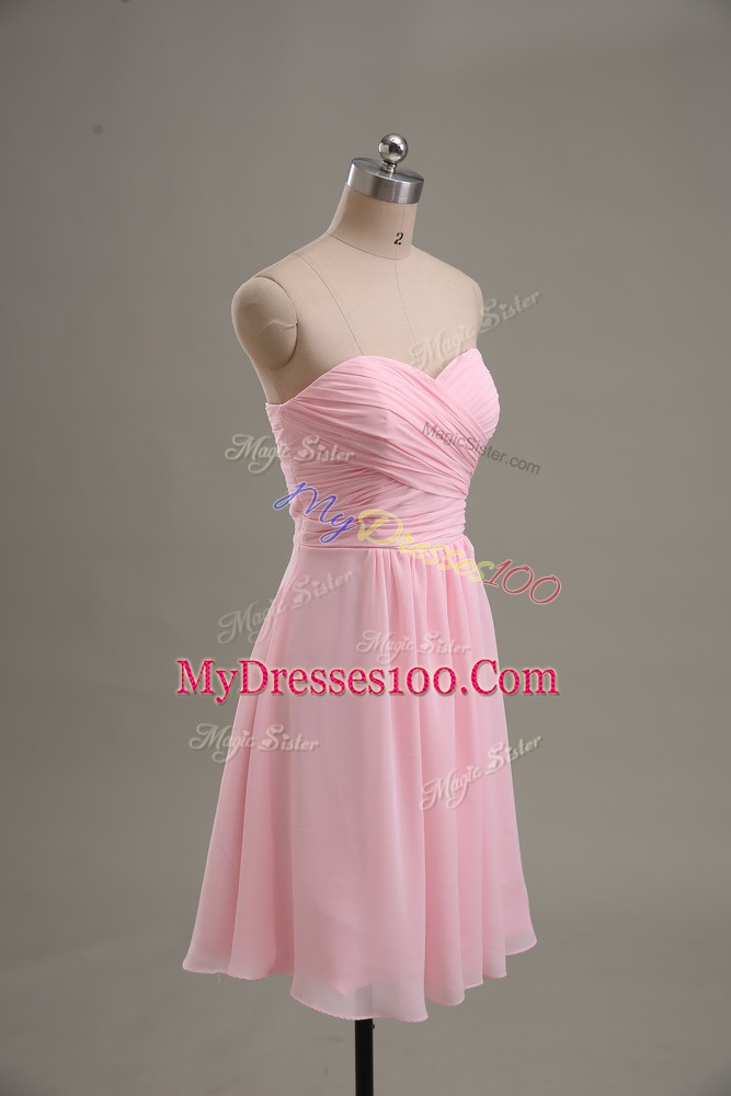 Best Selling Chiffon Sleeveless Knee Length Evening Dress and Ruching