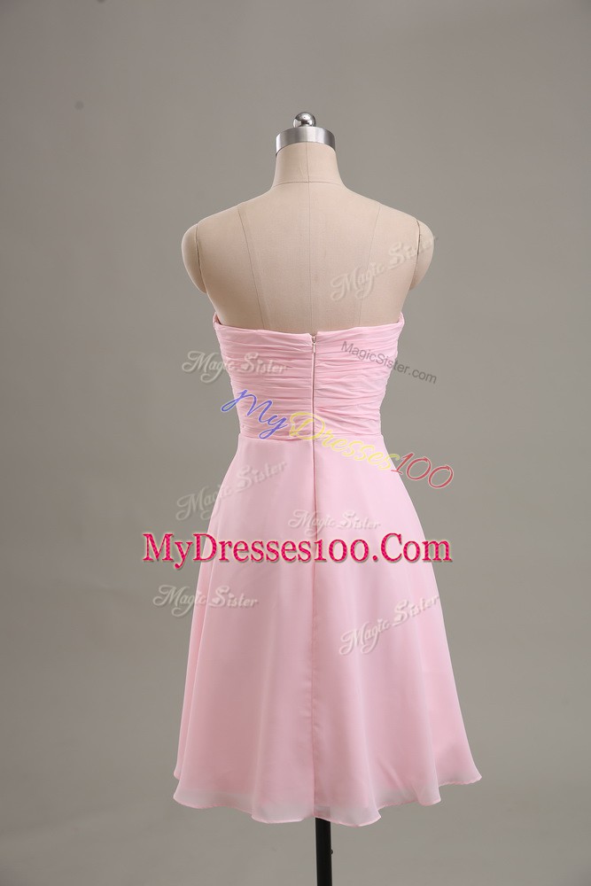 Best Selling Chiffon Sleeveless Knee Length Evening Dress and Ruching