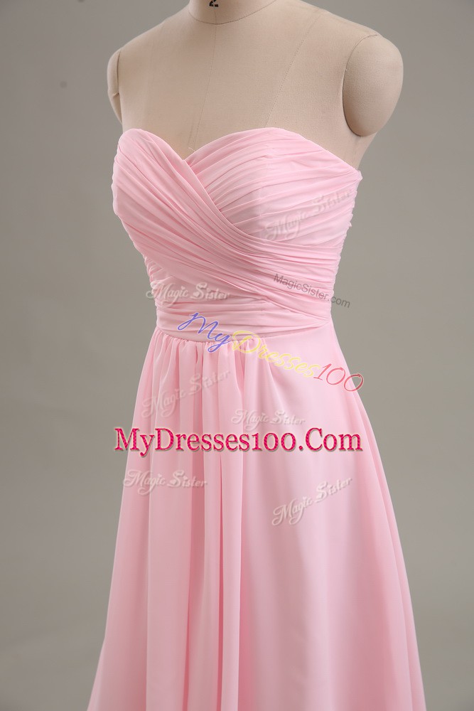 Best Selling Chiffon Sleeveless Knee Length Evening Dress and Ruching