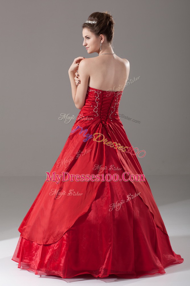 Colorful Wine Red A-line Organza Strapless Sleeveless Beading Floor Length Lace Up Quinceanera Gowns