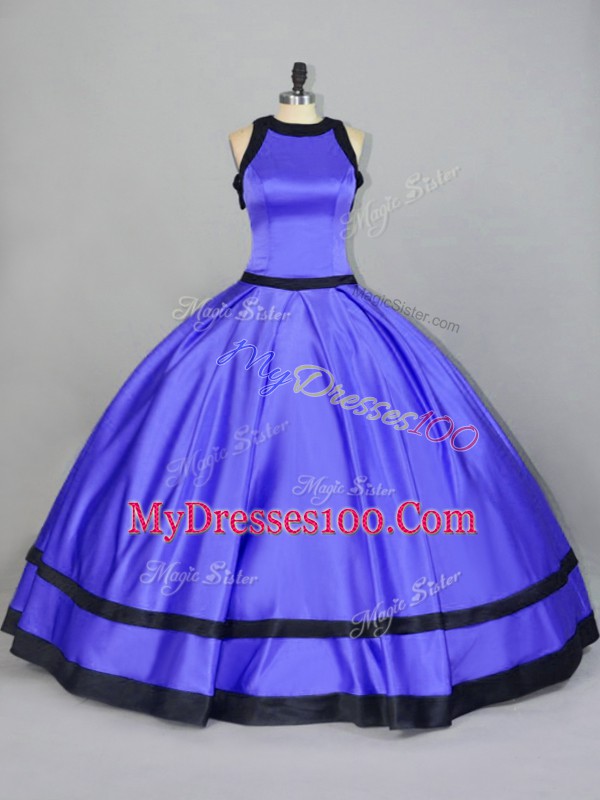 Sophisticated Floor Length Purple Quinceanera Dress Scoop Sleeveless Zipper