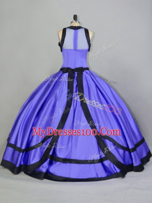 Sophisticated Floor Length Purple Quinceanera Dress Scoop Sleeveless Zipper