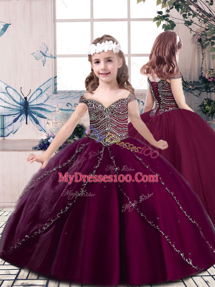Artistic Cap Sleeves Brush Train Beading Vestidos de Quinceanera