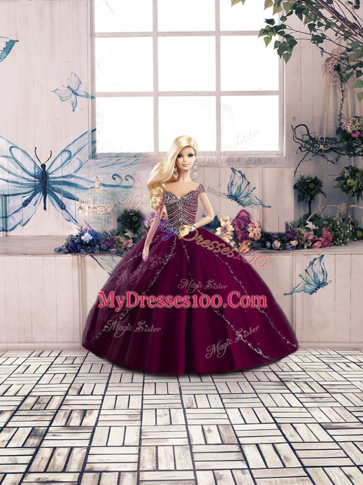 Artistic Cap Sleeves Brush Train Beading Vestidos de Quinceanera