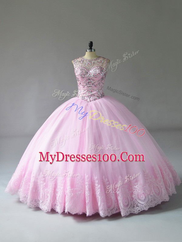 Hot Selling Sleeveless Beading and Appliques Lace Up Quinceanera Gowns