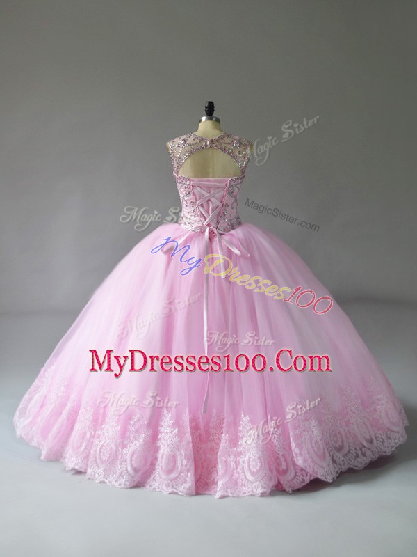 Hot Selling Sleeveless Beading and Appliques Lace Up Quinceanera Gowns