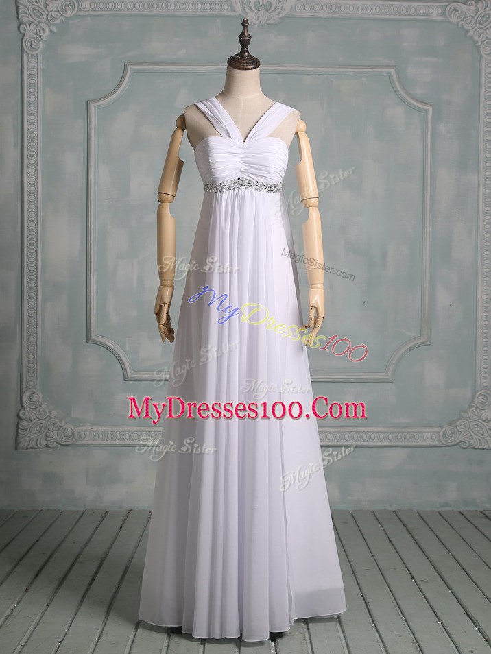 Spectacular White Sleeveless Chiffon Zipper Dress for Prom for Prom and Party