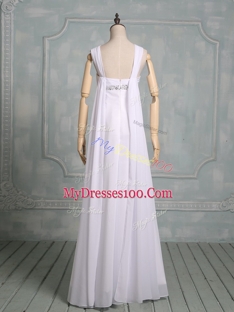 Spectacular White Sleeveless Chiffon Zipper Dress for Prom for Prom and Party