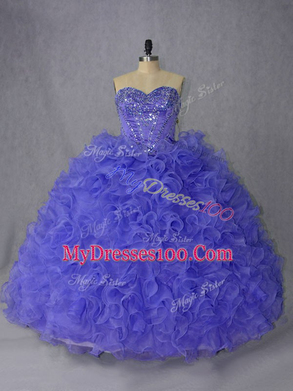 Dramatic Lavender and Purple Sleeveless Brush Train Beading Quinceanera Dresses
