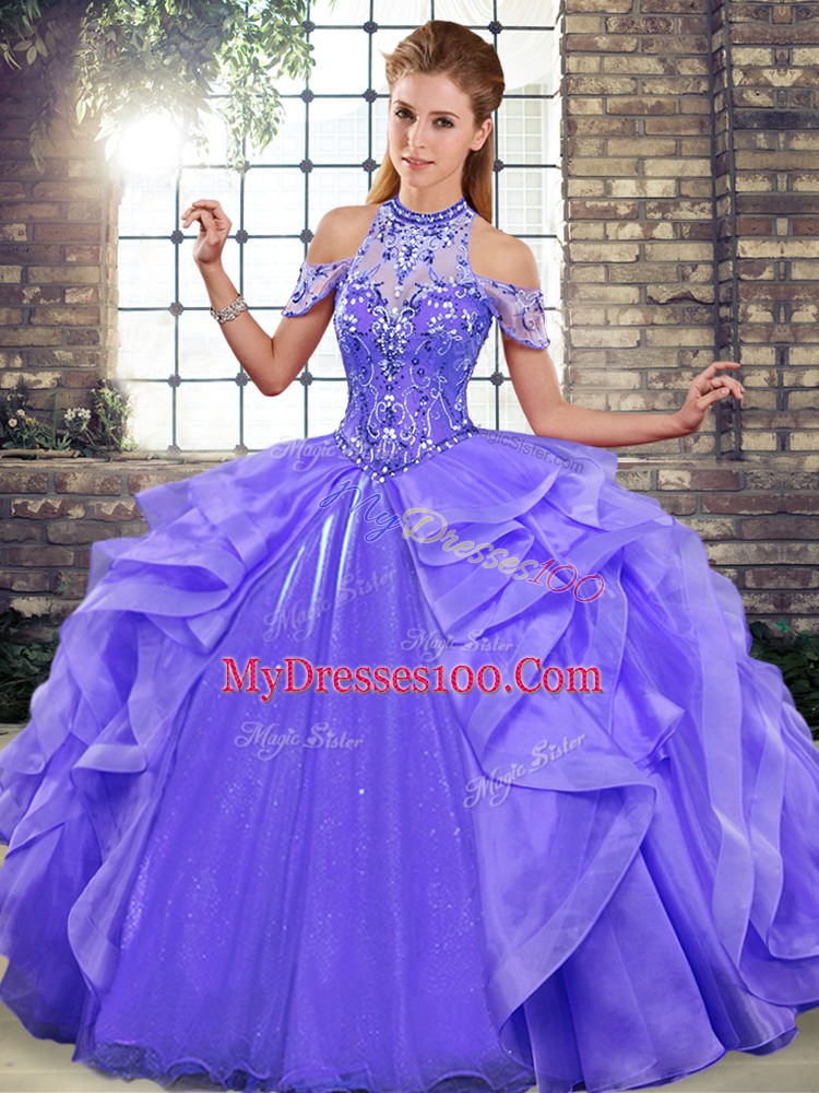 Charming Sleeveless Beading and Ruffles Lace Up Sweet 16 Quinceanera Dress