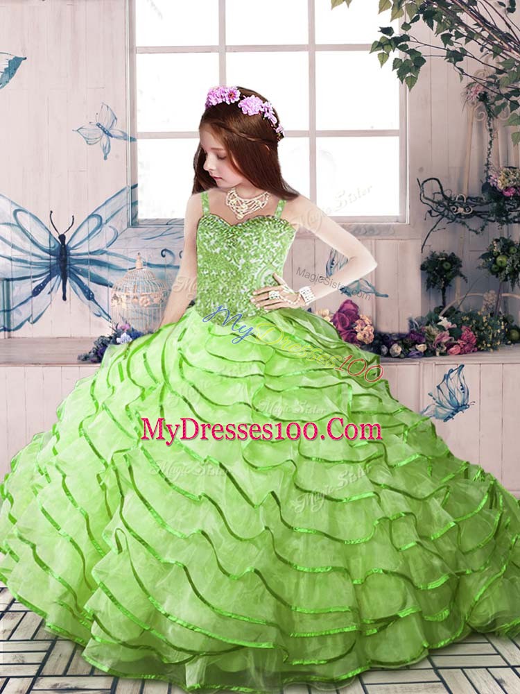 Kids Formal Wear Straps Sleeveless Court Train Lace Up