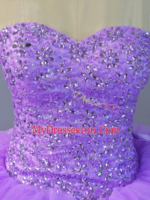 Sleeveless Beading and Ruffled Layers Lace Up Vestidos de Quinceanera