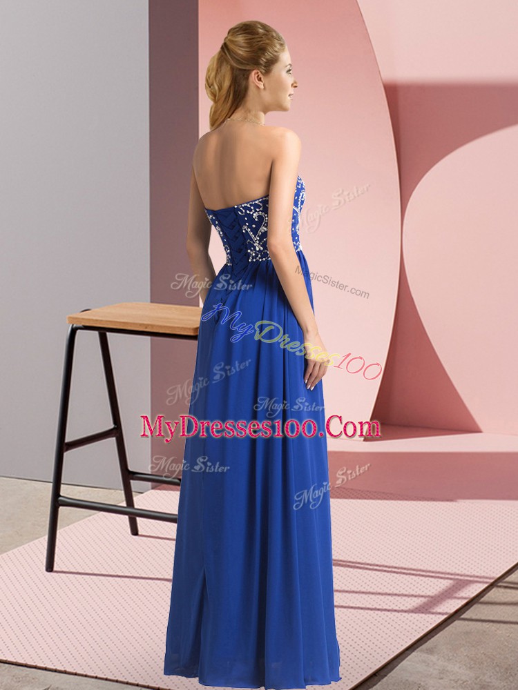 Affordable Chiffon Sleeveless Floor Length Prom Dress and Beading