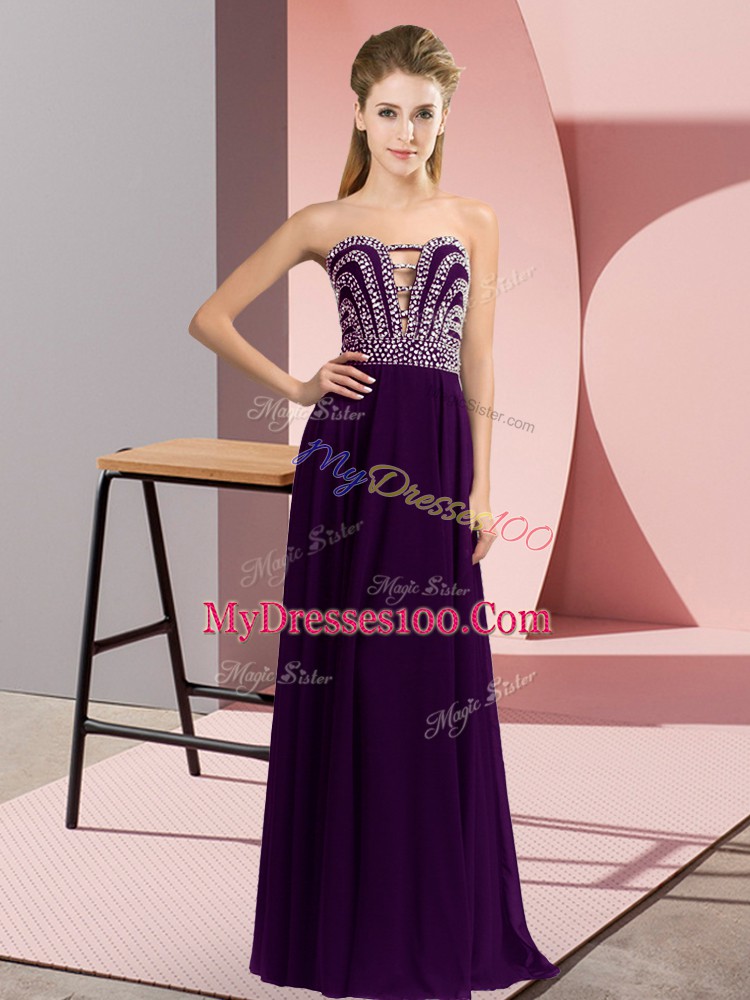 Chiffon Sleeveless Floor Length Dress for Prom and Beading