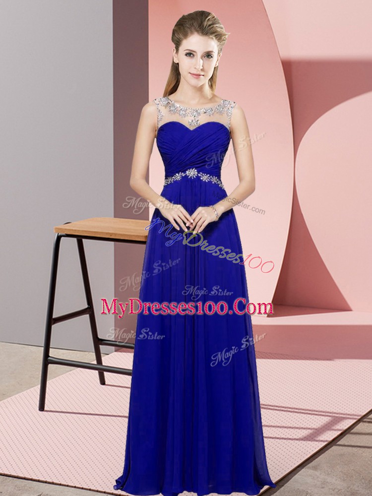Chiffon Sleeveless Floor Length Custom Made Pageant Dress and Beading